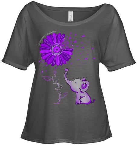 Image of Hope Fight Cure Elephant Alzheimer s Purple Ribbon T Shirt