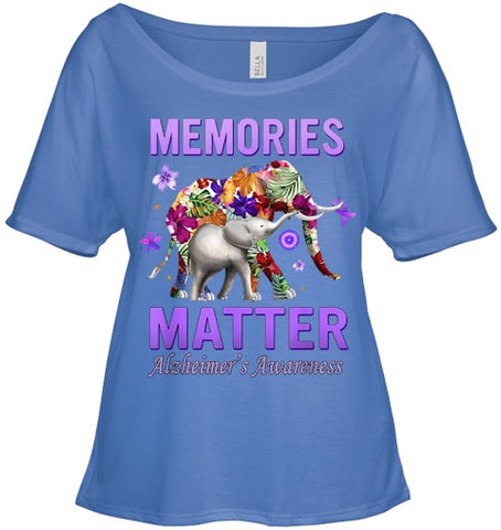 Image of Alzheimers Awareness Memories Matter Purple Elephant Womens T Shirt