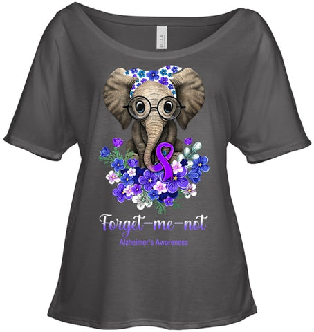 Image of Forget me not Alzheimer s Awareness Elephant Flower T Shirt