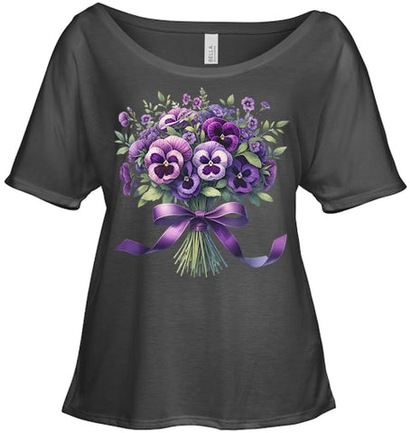 Image of Alzheimer purple floral pansy dementia alzheimer s awareness T Shirt (5)