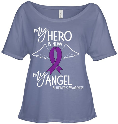 Image of My Hero is now my Angel Alzheimers Awareness T Shirt T shirt T Shirt