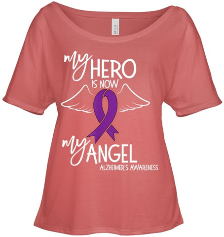 Image of My Hero is now my Angel Alzheimers Awareness T Shirt T shirt T Shirt