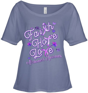 Alzheimer s Awareness Purple Ribbon Products Faith Hope Love T Shirt