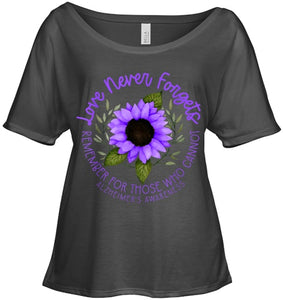 Alzheimer Awareness Tee for Men and Women Purple sunflower T Shirt