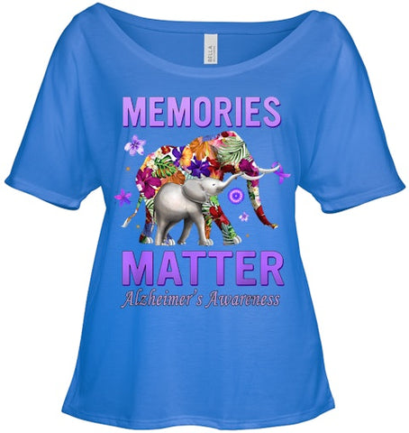 Image of Alzheimers Awareness Memories Matter Purple Elephant Womens T Shirt