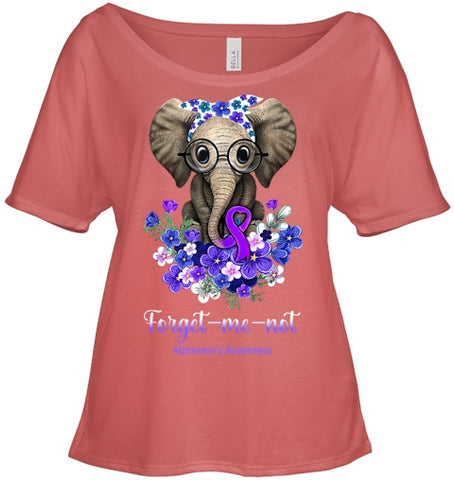 Image of Forget me not Alzheimer s Awareness Elephant Flower T Shirt