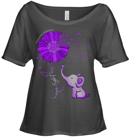 Image of Hope Fight Cure Elephant Alzheimer s Purple Ribbon T Shirt