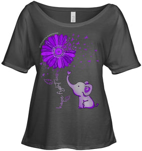 Hope Fight Cure Elephant Alzheimer s Purple Ribbon T Shirt