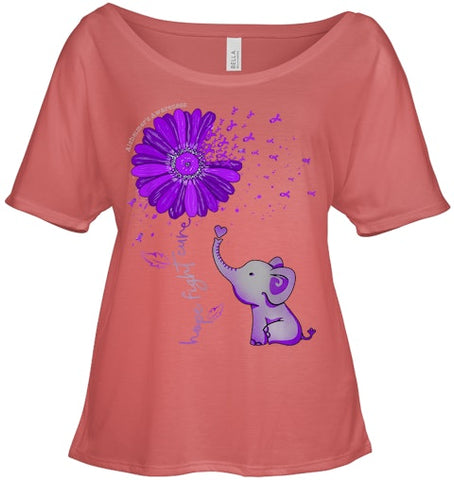 Image of Hope Fight Cure Elephant Alzheimer s Purple Ribbon T Shirt