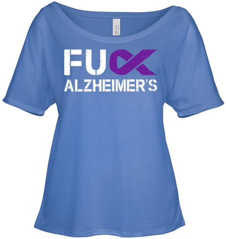 Image of Fuck FU Alzheimer s Awareness Month Purple Ribbon Fighter T Shirt