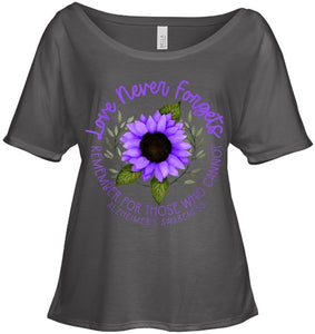 Alzheimer Awareness Tee for Men and Women Purple sunflower T Shirt