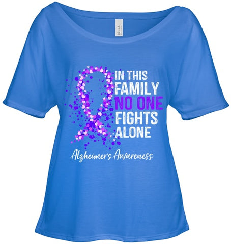 Image of In This Family No One Fights Alone Shirt Alzheimer s Ribbon T Shirt