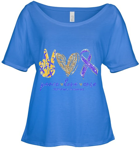 Image of Peace Love Cure Alzheimer s Awareness T Shirt