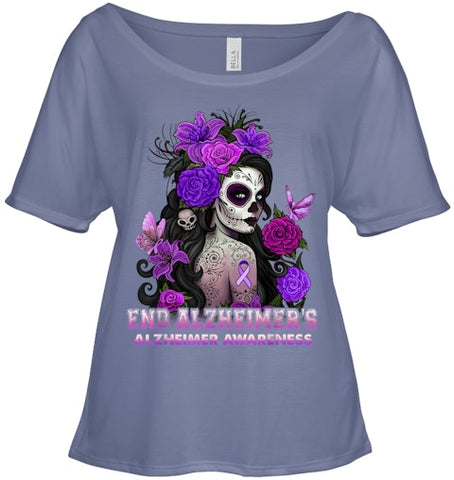 Image of End AlzheImer's Skull Girl Flowers   Alzheimer's Awareness