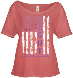 Alzheimer s Awareness Month Day USA Flag Ribbon Purple T Shirt