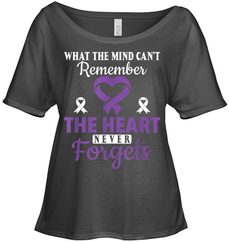 Image of The Heart Never Forgets Alzheimer's Awareness Purple Ribbon