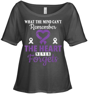 The Heart Never Forgets Alzheimer's Awareness Purple Ribbon