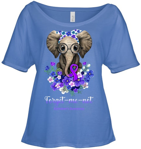 Image of Forget me not Alzheimer s Awareness Elephant Flower T Shirt