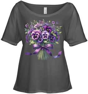 Alzheimer purple floral pansy dementia alzheimer s awareness T Shirt (5)