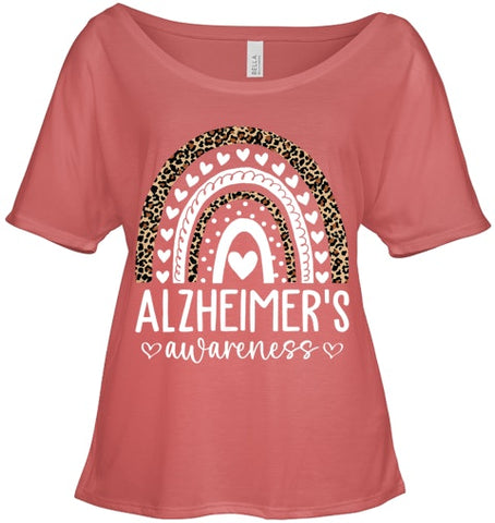 Image of Wear Purple Alzheimer s Awareness Leopard Rainbow T Shirt