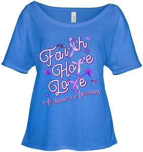 Alzheimer s Awareness Purple Ribbon Products Faith Hope Love T Shirt