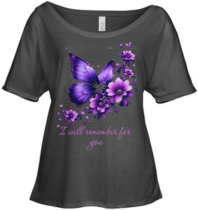 Butterfly I Will Remember For You Alzheimer s Awareness T Shirt