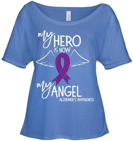 Image of My Hero is now my Angel Alzheimers Awareness T Shirt T shirt T Shirt