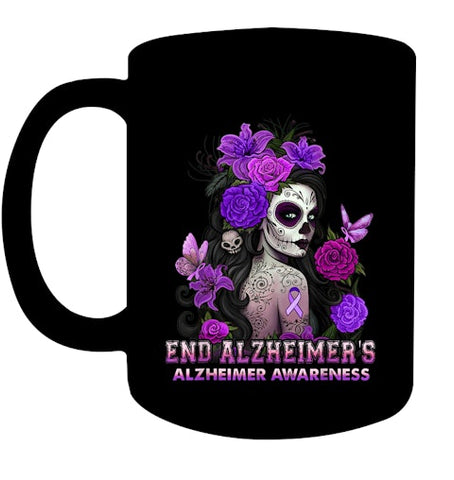 Image of End AlzheImer's Skull Girl Flowers   Alzheimer's Awareness