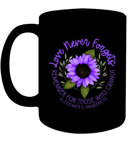 Image of Alzheimer Awareness Tee for Men and Women Purple sunflower T Shirt