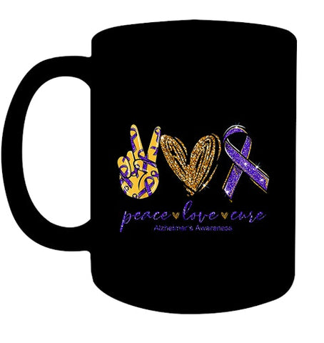 Image of Peace Love Cure Alzheimer s Awareness T Shirt