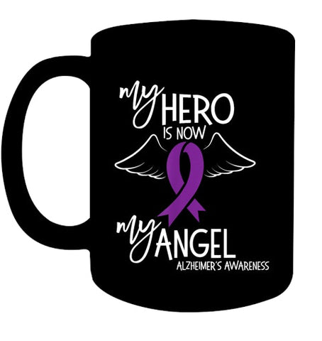 Image of My Hero is now my Angel Alzheimers Awareness T Shirt T shirt T Shirt