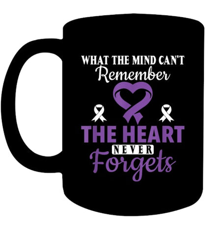 Image of The Heart Never Forgets Alzheimer's Awareness Purple Ribbon