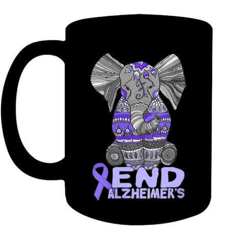 Image of Womens Alzheimer Awareness Shirts and gifts purple Elephant V Neck T Shirt