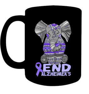 Womens Alzheimer Awareness Shirts and gifts purple Elephant V Neck T Shirt