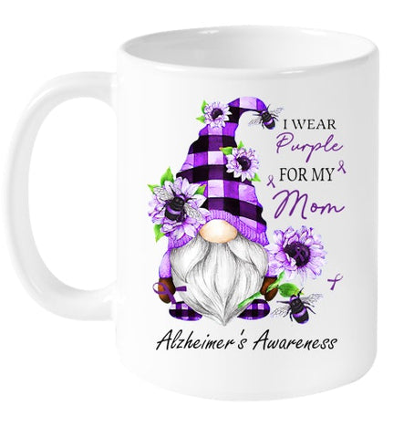 Image of I Wear Purple For My Mom Gnome Alzheimer's Awareness