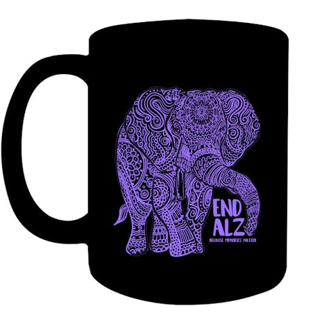 Image of Purple Elephant Alzheimer Awareness Apparel & gifts, END ALZ T Shirt