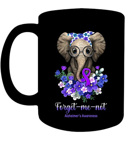 Image of Forget me not Alzheimer s Awareness Elephant Flower T Shirt