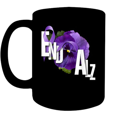 Image of End Alz Purple Floral Pansy Dementia Alzheimer s Awareness T Shirt