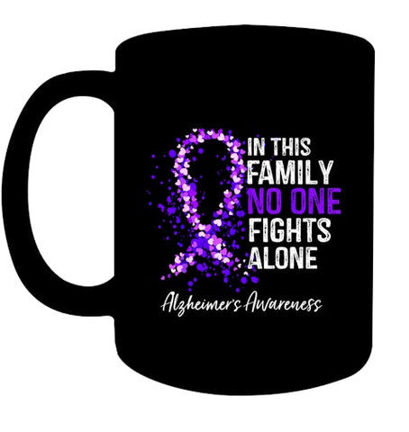 Image of In This Family No One Fights Alone Shirt Alzheimer s Ribbon T Shirt