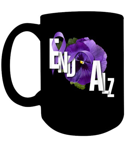 Image of End Alz Purple Floral Pansy Dementia Alzheimer s Awareness T Shirt