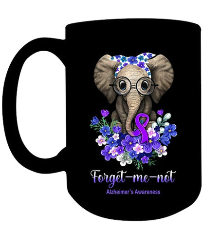 Image of Forget me not Alzheimer s Awareness Elephant Flower T Shirt