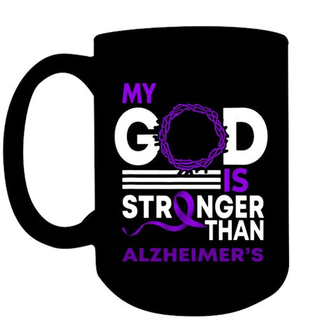 Image of My God Is Stronger Than Alzheimer s Awareness Ribbon T Shirt