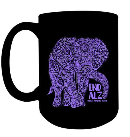 Image of Purple Elephant Alzheimer Awareness Apparel & gifts, END ALZ T Shirt