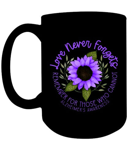 Image of Alzheimer Awareness Tee for Men and Women Purple sunflower T Shirt