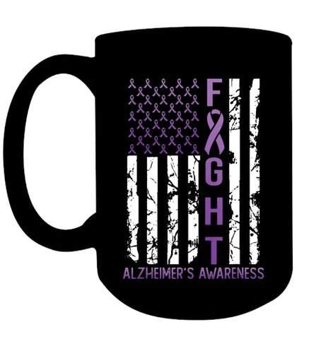 Image of Alzheimer s Awareness Month Day USA Flag Ribbon Purple T Shirt