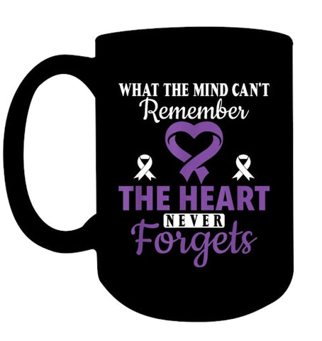 Image of The Heart Never Forgets Alzheimer's Awareness Purple Ribbon