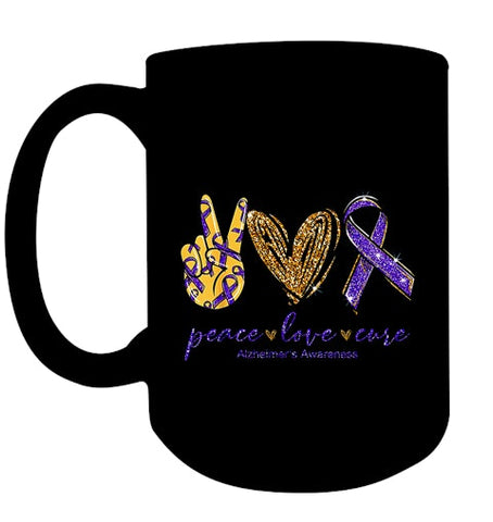 Image of Peace Love Cure Alzheimer s Awareness T Shirt