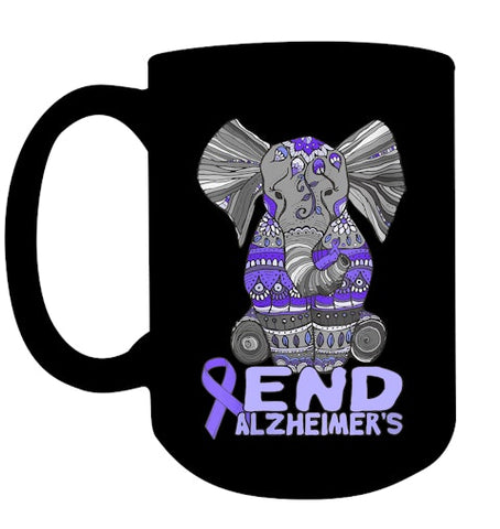 Image of Womens Alzheimer Awareness Shirts and gifts purple Elephant V Neck T Shirt