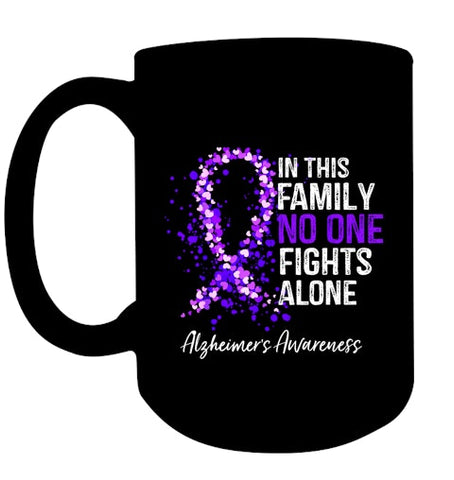 Image of In This Family No One Fights Alone Shirt Alzheimer s Ribbon T Shirt