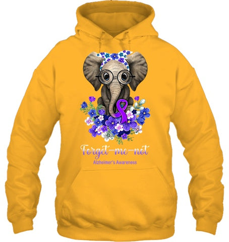 Image of Forget me not Alzheimer s Awareness Elephant Flower T Shirt